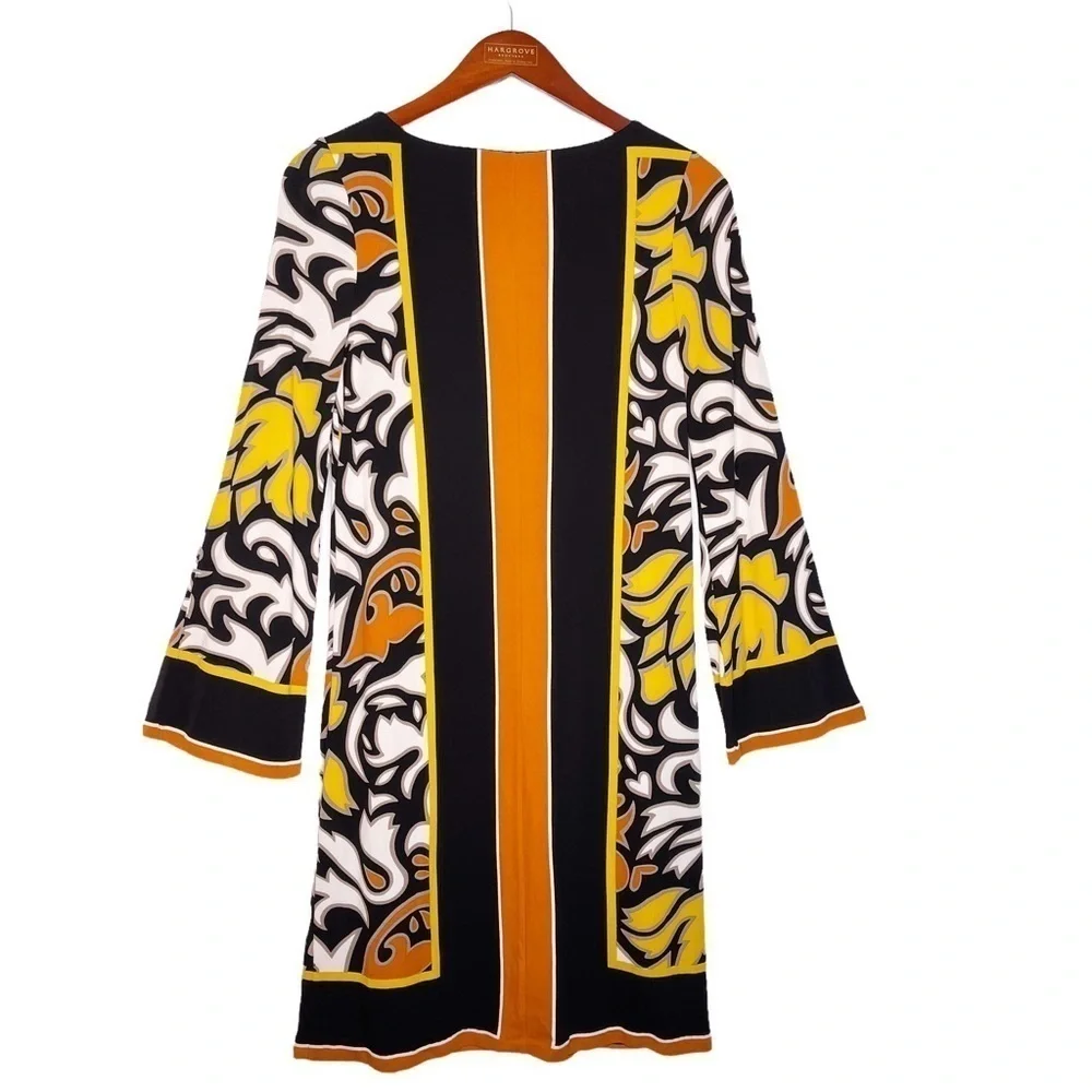 NICOLE MILLER Long Sleeve Sheath Dress Size 8 in Vibrant Multi Print
